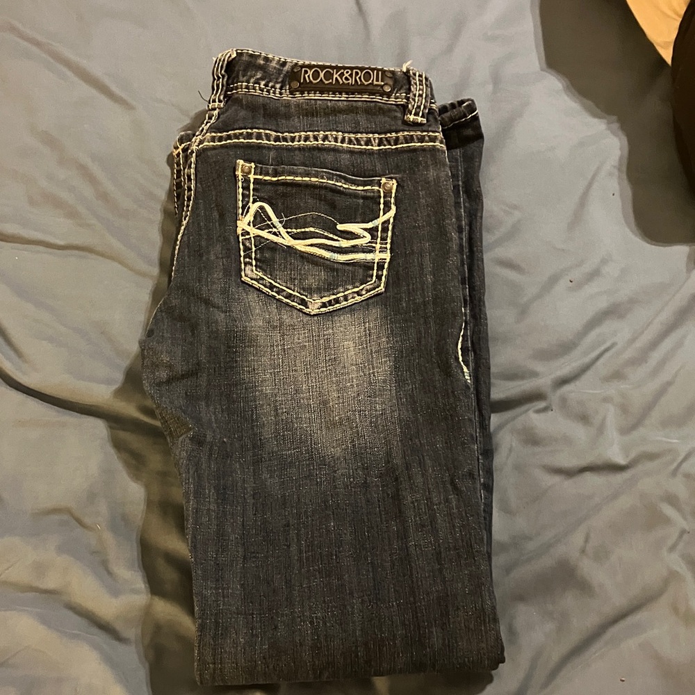 Rock & Roll Cowgirl Dark Blue Boot Cut Jeans